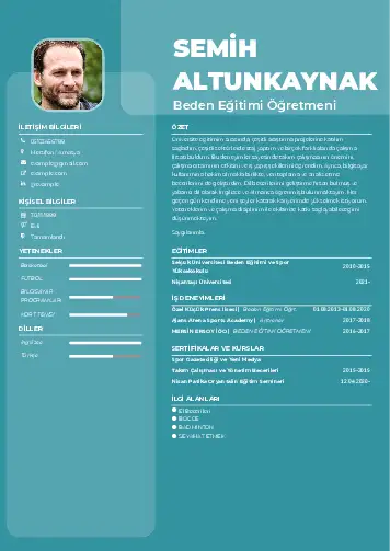 Beden Eğitimi Öğretmeni CV Örnekleri cv indir